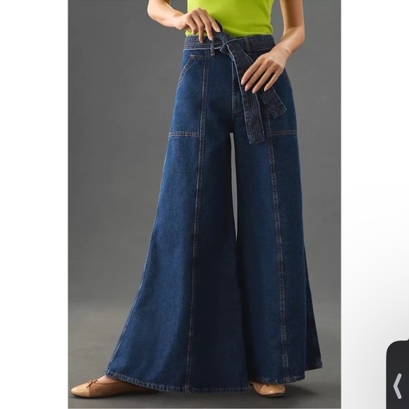 Anthropologie Farm High Rise Wide Leg Rio Palazzo Jeans Blue Denim Size 23 NWT - Picture 10 of 10